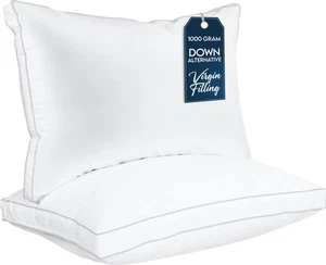 Almohadas de cama para dormir tamaño queen (blanco), juego de 2, refrigeración calidad hotelera,... - Imagen 1 de 8