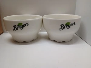 Breyers Ice Cream Sundae Bowls Set of 2 Ceramic White with Logo promo - Picture 1 of 5