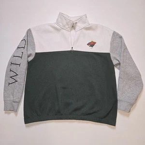 Minnesota Wild NHK Damen Medium Viertel-Reißverschluss Sweatshirt grün grau Farbblock - Bild 1 von 7