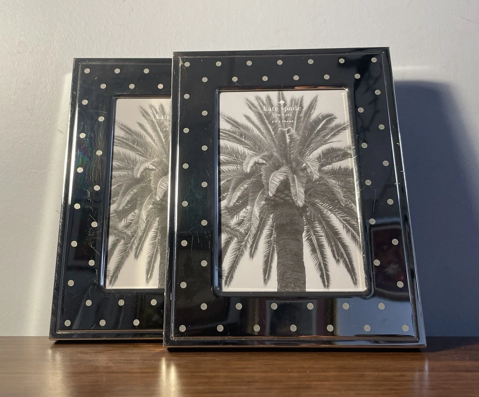 KATE SPADE New York Lenox Polka Dot Mirror Picture Frame Fits 4x6 RUSTIC Pair - Image 1 of 4