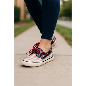 Sperry Top‑Sider Plaid Sequin Boat Shoes Size 10 Women Preppy Nautical Flats - Picture 1 of 9