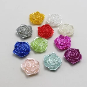 40 Mixed Color Acrylic Pearl FlatBack Rose Flower Cabochons 18mm Scrapbook Craft - Picture 1 of 7