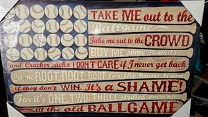 Baseball American Flag Wall Art Patriotic Take Me out to the Ballgame Sign Sport - Picture 1 of 2