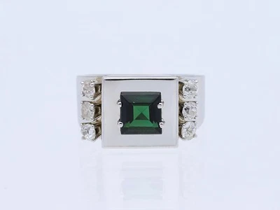 Gold Ring Diamanten Turmalin Art Deco 585 Gold 14 Karat Wert 2.500€ Deta Schmuck - Bild 1 von 4