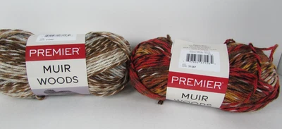 Premier Yarns Muir Woods Lot of 2 Skeins Worsted Medium 4 Spotted Owl & Sequoia - Image 1 of 4