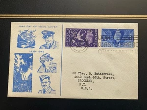 GB 1946 KGVI Victory set Illustrated First Day Cover, Don’t Waste Bread Slogan - Picture 1 of 3