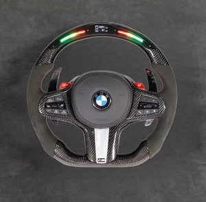 LED Carbon Fiber Steering Wheel M-Competition Edition Alcantara for BMW - Picture 1 of 1