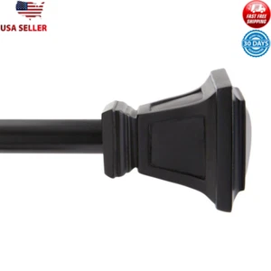 Verstellbare dekorative Fenster Gardinenstange 90-130" matt schwarz quadratische Enden Kit - Bild 1 von 6