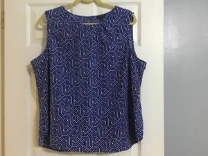 Camiseta sin mangas Talbots talla 20 azul blanco 100 % poliéster - Imagen 1 de 6