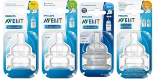 Tecas de silicona anticólicos AVENT Philips 0m+1m+3m+6m+recién nacido lento medio rápido  - Imagen 1 de 10