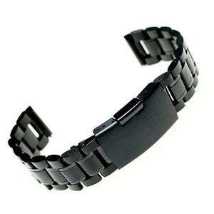 24mm Stainless Steel Bracelet Watch Band Strap Straight End Solid Links (Black)