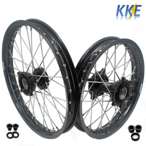 KKE 19-16'' Big Kid's Wheels Fit KTM SX85 85 SX 2025 CNC Black Hub Silver Spoke - Picture 1 of 12