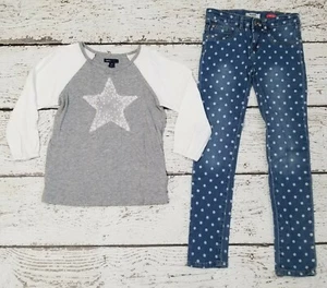 ABERCROMBIE KIDS 10 Girls Star Tee and Polka Dot Skinny Denim Jeans - Picture 1 of 5