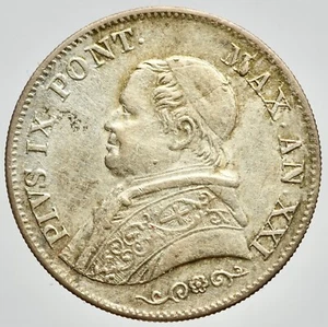 ROMA - PIO IX 1846-1870 -AG/ 1 LIRA 1866 XXI  RARA ! - Picture 1 of 2