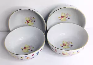 4 cuencos de sopa o cereal borde dorado Disney Winnie The Pooh y lechón florales nuevos - Imagen 1 de 14