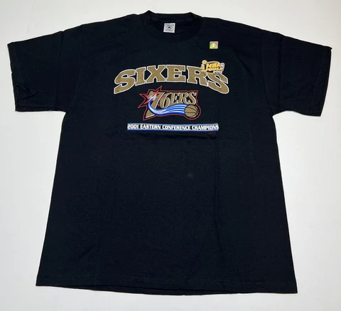 Vintage 2001 Eastern Conference NBA Finals Philadelphia 76ers T-Shirt Iverson XL Cover