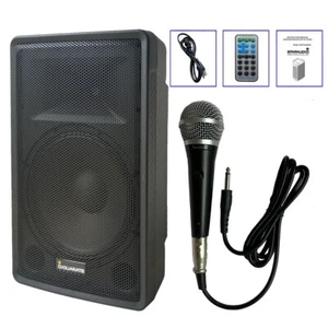 15" Active Bluetooth PA Audio Speaker  Wired Handheld Dynamic Karaoke Microphone - Picture 1 of 24