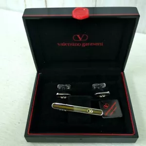 Valentino Garavani Tie Clip Cufflinks Set Made in Japan Men's Used from Japan - Picture 1 of 22