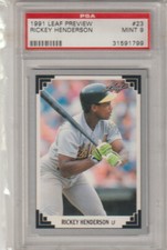 1991 Leaf Preview #23 RICKEY HENDERSON Oakland A's PSA 9 MINT