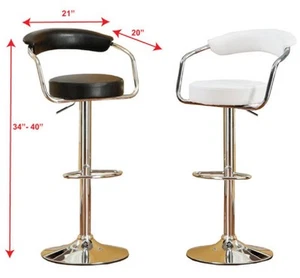 Adjustable Swivel Arm Barstool Bar Pub Stool PU Button Tufted Back Seat-2 Colors - Picture 1 of 5