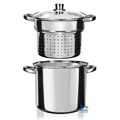 PENTOLA CON COLAPASTA IN ACCIAIO DIAM. CM 24 CON COPERCHIO IDONEA X INDUZIONE - Immagine 1 di 4