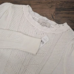 NEW Cream Tight And Open-Knit Lightweight Sweater Size Small LOFT Elegant Dainty - Picture 1 of 10