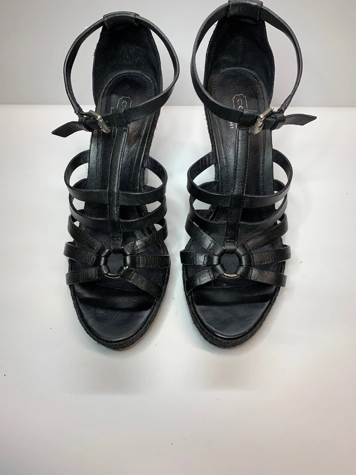 Coach Gladiator Leather High Heel Sandals Sz 7 B Black - Image 1 of 4