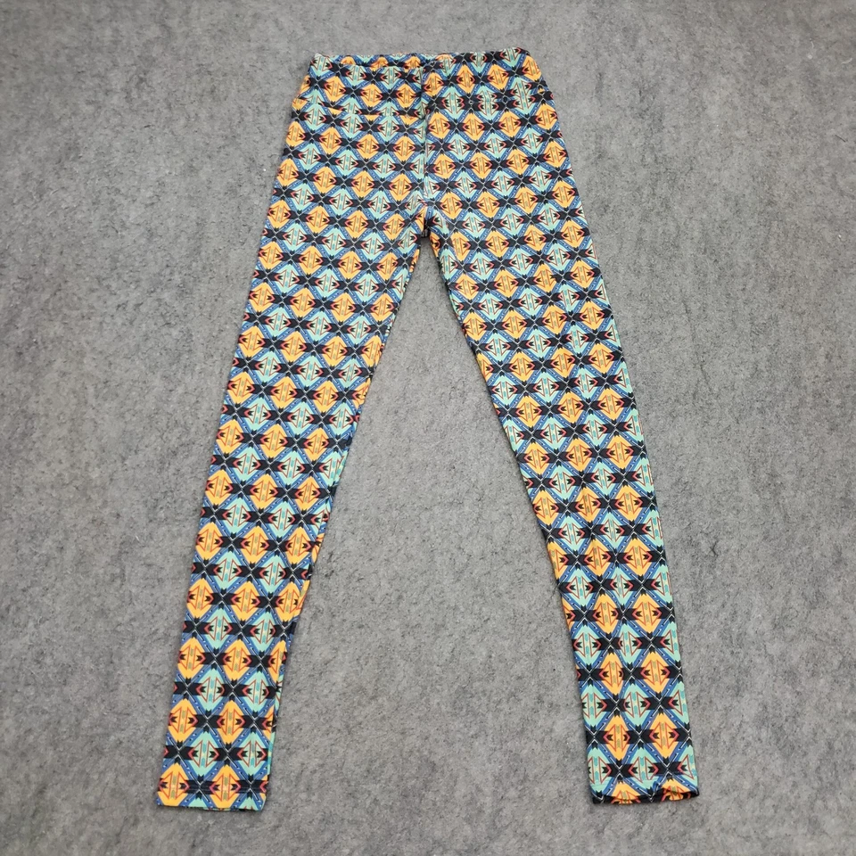 Lularoe Leggings Mujer Talla Única Azul Amarillo Pantalones Informales Azteca Damas 24x26 Foto 1 de 4
