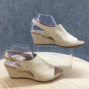 Bandolino Heels Womens 8.5 M Galatee Open Toe Wedge Slingback Beige Leather - Picture 1 of 19