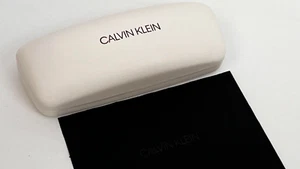 Calvin Klein weißes Clamshell Brillenetui mit Putztuch 25 $ NEU #79 - Bild 1 von 5