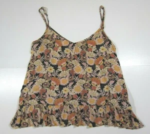 Volcom 100% Rayon Pink Brown Floral Sleeveless Tank Blouse Top Women S P 10 - Picture 1 of 5