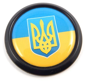 Ukraine Black Round Flag with trident Car Decal Emblem bumper 3D Sticker 1.85" - Imagen 1 de 2
