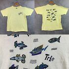 Trim California Mens T Shirt Top Single Stitch USA Casual Fish Print Yellow XL