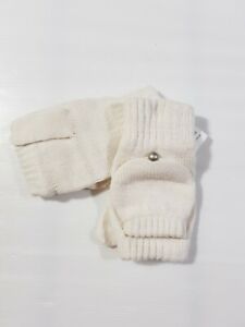 New Icing Women's Girls Gloves White Fingerless with Flip Cover Winter