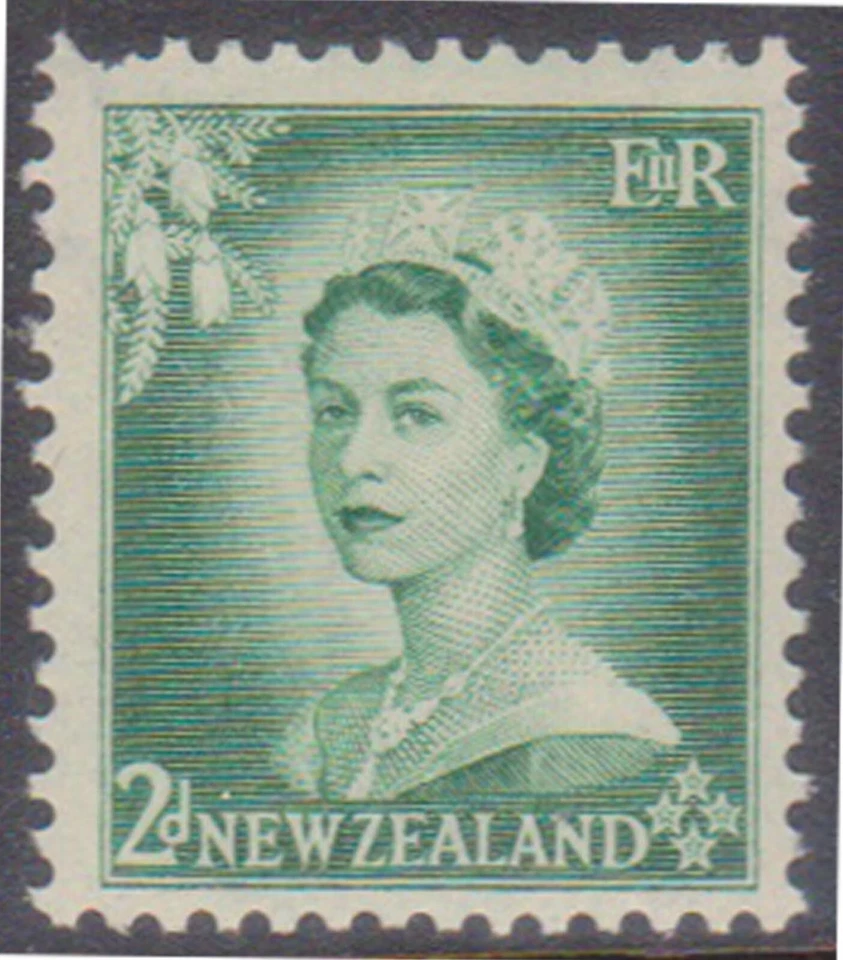 (F186-158) 1953 New Zealand 2d green QEII stamp MUH (FH)  - image 1 of 1