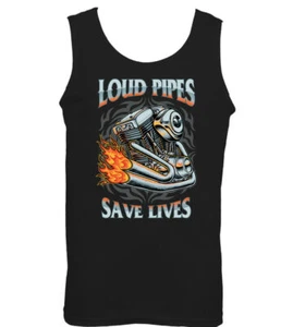 Loud Pipes Saves Lives Mens Funny Biker Vest Motorbike Bike Custom - Picture 1 of 2