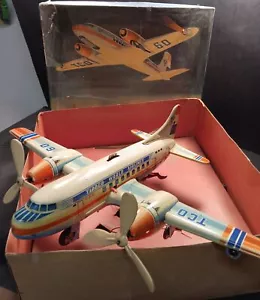 SELTEN Vintage Tippco Weißblech TCO 60 Uhrwerk Flugzeug 1955 & Box. "Flügelspannweite 15" - Bild 1 von 6