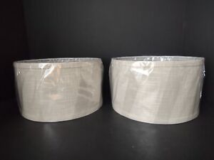 Set of 2 Drum Lamp Shade 10"x6" Linen Natural Textured Rustic Country Cottage