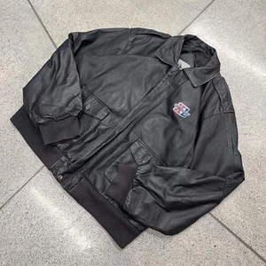 Authentic Black Leather NFL Super Bowl Team Jacket Super Bowl Mens Large - Picture 1 of 5