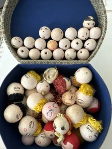Lote de 40 cabezas de muñeca vintage de algodón hilado Japón para artesanía de 19 de madera de algodón - Imagen 1 de 5