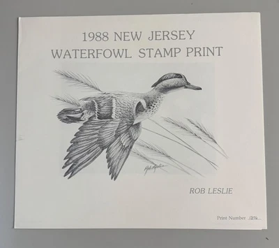 1988 New Jersey State Waterfowl Duck Stamps & Print by Rob Leslie - Image 1 of 4
