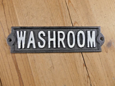 Rustic Cast Iron Washroom Sign Gas Station Bar Pub Bathroom Plaque Wall Decor - Image 1 of 4