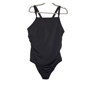 Lands End One Piece Swimsuit Tummy Control 22W Plus Criss Cross Back Black - Picture 1 of 13