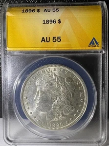 1896 $1 Morgan Silver Dollar ANACS AU55 (702) - Picture 1 of 2