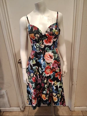Aidan By Aidan Mattox Floral Hi-Low Hem Cocktail Party Wedding Guest Dress Sz 2 - Image 1 of 4