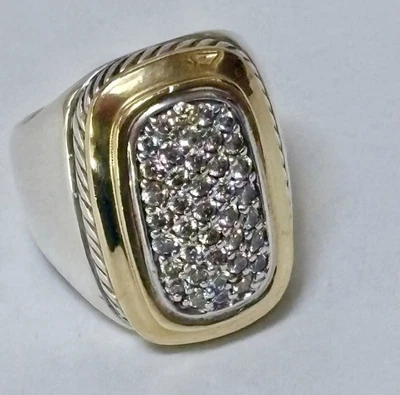 Anillo David Yurman Raro Encontrar Plata de Ley y Oro 18k - Pavé Diamantes Foto 1 de 4