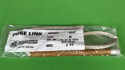 Eslabón fusible Cooper Industries MCGRAW EDISON tipo K, FL 11 K 100, OP 1929, 100 amperios Foto 1 de 4