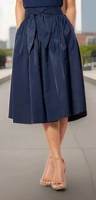 Женский размер 18 Midi юбка расклешенный галстук темно-синий Нью-Йорк и Co вечеринки повседневный 36 x 45 - Изображение 1 из 4