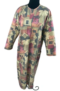 Vestido de salón mediano vintage Peggy Barker caftán abrigo de casa tumbona Muumuu cremallera - Imagen 1 de 18