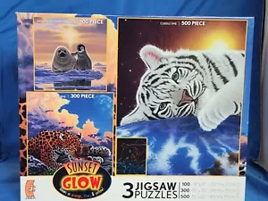 Ceaco 3 in 1 Sunset Glow Puzzle New in Sealed Box 3 Puzzles Glows in the Dark - Picture 1 of 13